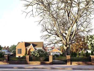 3D Exterior Scene 3D model design garden and landscape 3D 3D model