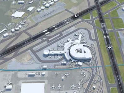 Birmingham Suttlesworth Airport 10km Low-poly 3D model