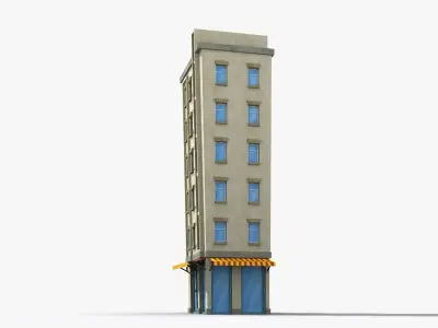 Cartoon Building x31 Low-poly 3D model