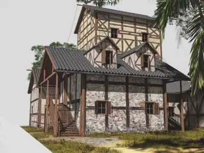 Middle Age House Low-poly 3D model