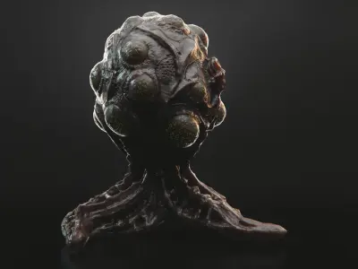 Alien biomass corruption plant Low-poly 3D model