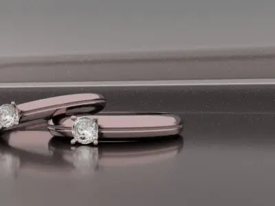 2 Rose-Gold Rings with 1 karat Diamond  Texture