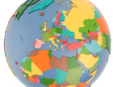  Geopolitical Globe and US States 