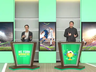 Virtual News TV studio Low-poly 3D model