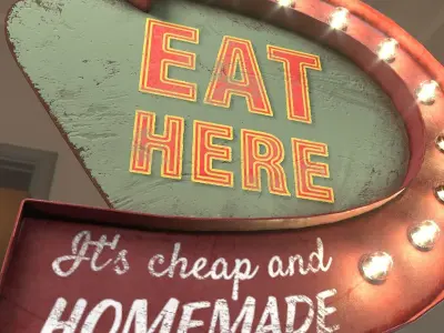 Arrow Sign EAT HERE 3D model