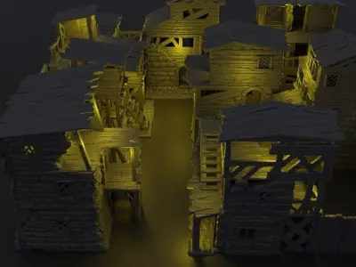 Modular Slum District Tabletop Terrain 28 mm 3D print model