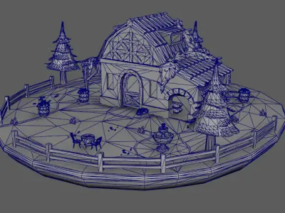 Stylized House  Low-poly 3D model