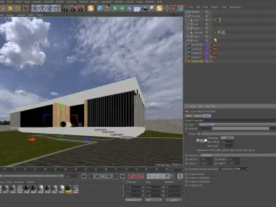 Exterior Sun with HDRI Clouds Cinema4D Corona renderer 3D model