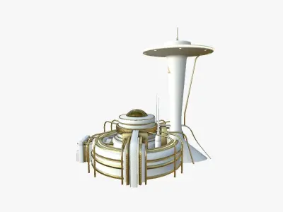SciFi Facility D11 Golden - Sci Fi Exterior Design Low-poly 3D model
