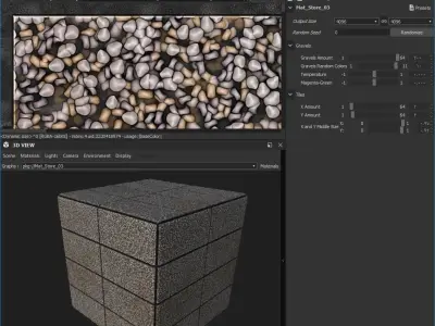 Hemase Mat 03 - Exposed Aggregate Concrete - 3 Colors Texture