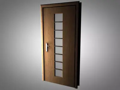 Oak Vertical Frosted Glass Door Low-poly 3D model