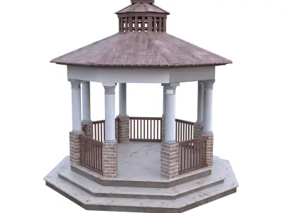 Gazebo Pavilion Low Poly 3D Model PBR Textured Blender Ready Low-poly 3D model