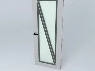 3D door very detail with glass, lock and hinger. Free 3D model