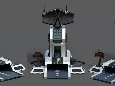 Scifi base building exterior skyscraper sci fi Low-poly 3D model