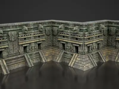 Mayan Temple Wall Modulars 07 250726 Low-poly 3D model