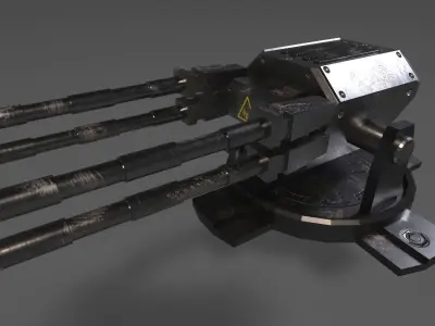 AA Gun - Spaceship Gun Textured Low-poly 3D model