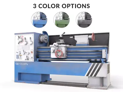 Turning lathe machine dirty Low-poly 3D model