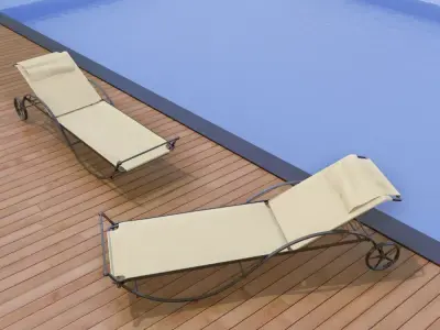 Leandro wrought iron chaise lounge 3D model