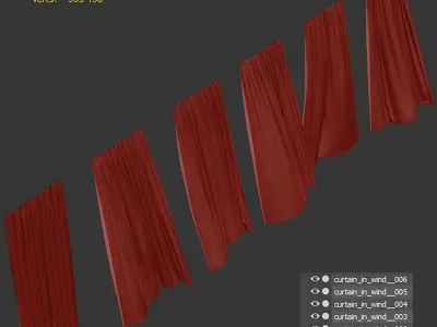 Curtain in the wind 3 3D model
