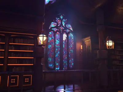 Gothic stained glass window  Low-poly 3D model
