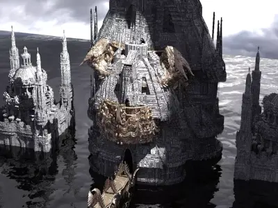 Ocean Cyberpunk Dragon Temple 3D model