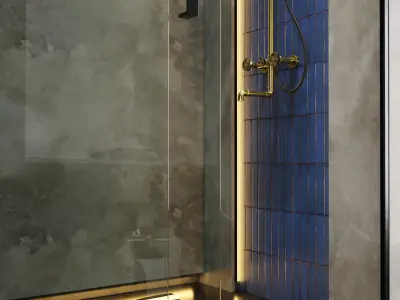 Corner Shower Cabins 10 Low-poly 3D model