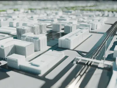 City model - Warsaw Capitol of Poland - Low poly buildings 3D model