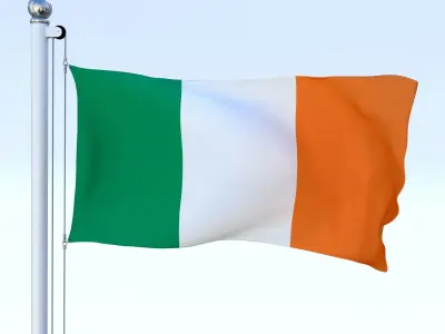 Animated Ireland Flag Low-poly 3D model