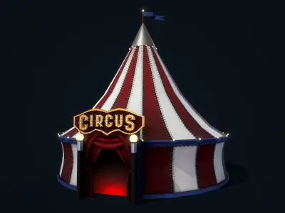 Stylized Circus Tent Low-poly 3D model