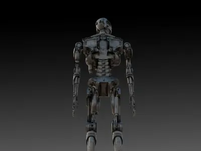 Damaged T-800 Terminator Explosive Damage 3D Model Low-poly 3D model