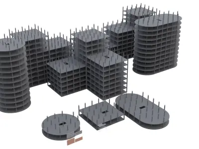 Modular Building Low-poly 3D model