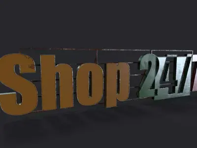 Shop 24 7 Sign  Low-poly 3D model