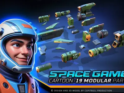 SPACE Games - Modular Parts Low-poly 3D model