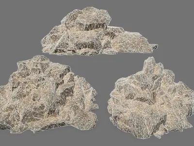 Rock Set pile of rocks Low-poly 3D model