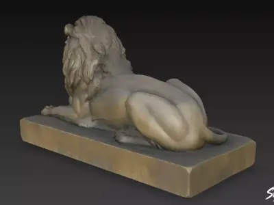 Lion Statue V23 Low-poly 3D model