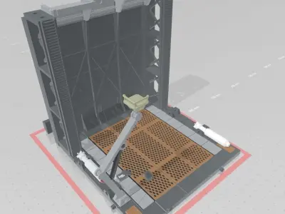-MHB02F- Mecha Hangar Bay Base and Wall SET 02 Fixture 3D print model