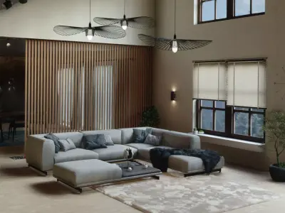 Cozy Realistic Living Room 3D model