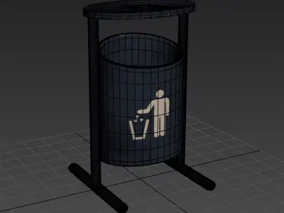 Urban Metal Trash Can Low-poly 3D model