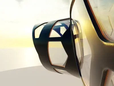 sci-fi Glass dome with hexagon windows and entrance 3D model