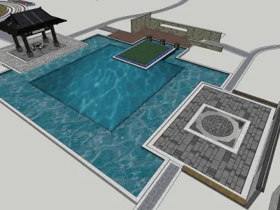 Landscape feature elements for park 3D model