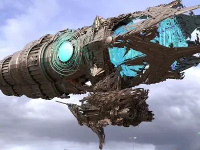 Steampunk Clockwork magic airship  3D model
