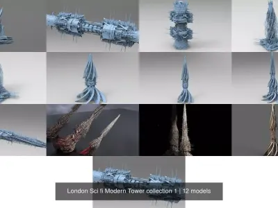 London Sci fi Modern Tower collection 1 3D Model Pack