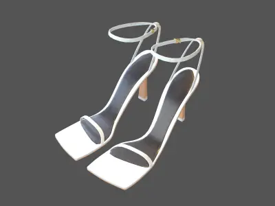 Square Toe Leather Sandals v1 005 Low-poly 3D model