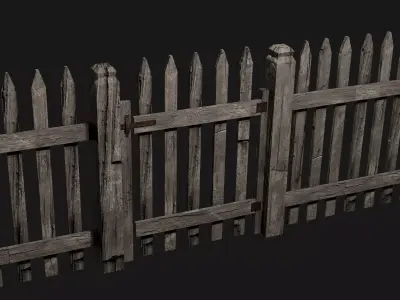 Old Wooden Fence Modular Free low-poly 3D model