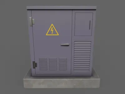 PBR Electric Box Purple Low-poly 3D model