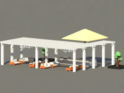 Low Poly Holiday Summer Bar Low-poly 3D model