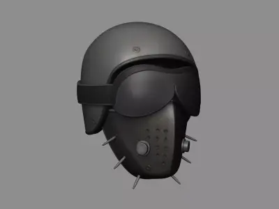 Steampunk Biker Helmet - SciFi Character Design Low-poly 3D model