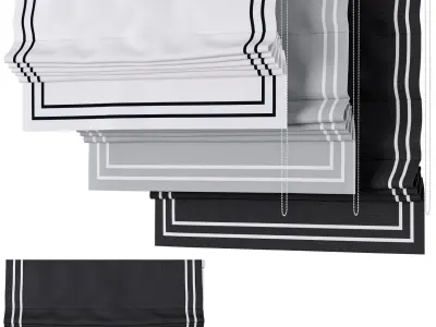 Roman Curtains 153 Linen Blend Flat Roman Shades Double ribbon 3D model