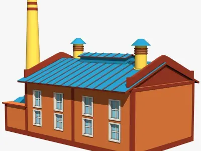 Industrial Factory Low-poly 3D model
