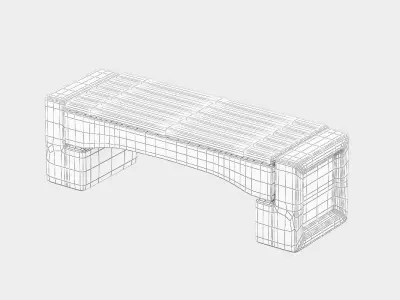 Contemporary Concrete Wood Bench 3D model